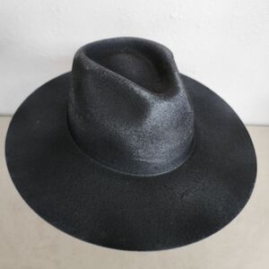 American Hat Makers NWT The Rancher Black Wide Brim Western Fedora Cowboy MD